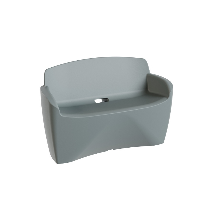 Nashorn tweezitsbank met afvoer Grijs _ NH-CLEX02 _ 750 x 700 px